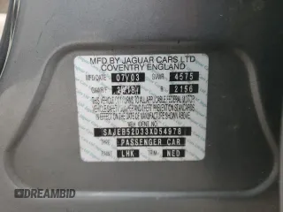2003 Jaguar X-Type z VIN SAJEB52D33XD54978, wystawiony jako Copart lot #58027805 z przebiegiem Nie podano mil oraz Szkoda całkowita • Salvage title. Historia ofert i sprzedaży dostępna na DreamBid. Obrazek 12.