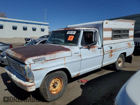 1967 Ford F-250 с VIN F25YRA58151, выставлен на аукционе Copart как лот 43947465 с пробегом 98 863 миль миль и Чистый • Clean title. История ставок и продаж доступна на DreamBid. Изображение 1.
