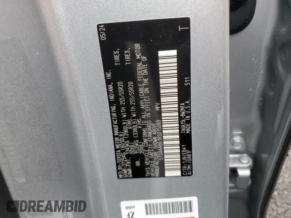 2024 Lexus TX 350 with VIN 5TDAAAB61RS015089, listed as a Copart auction lot 55833525 with 1,790 mi miles and Salvage title. Bid and sale history available at DreamBid. Image 13.