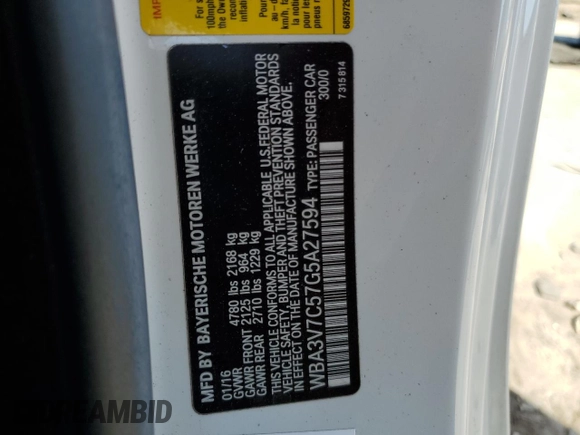 2016 BMW 4 Series 428i with VIN WBA3V7C57G5A27594, listed as a Copart auction lot 87968815 with 55,058 mi miles and Salvage title. Bid and sale history available at DreamBid. Image 12.