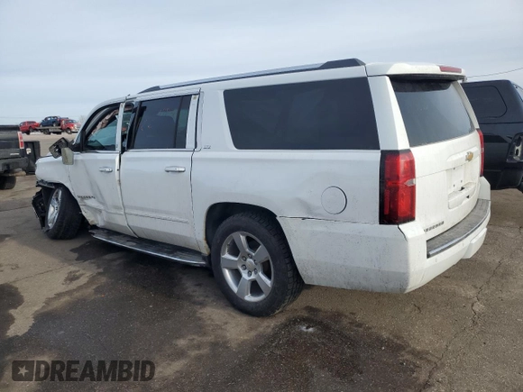 2015 Chevrolet Suburban LTZ with VIN 1GNSKKKC1FR275393, listed as a Copart auction lot 48349675 with 158,542 mi miles and Salvage Title. Bid and sale history available at carsss.com. Image 2.