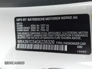 2016 BMW 4 Series 428i with VIN WBA3N7C54GK226326, listed as a IAAI auction lot 42138355 with 80,137 mi miles and . Bid and sale history available at DreamBid. Image 9.