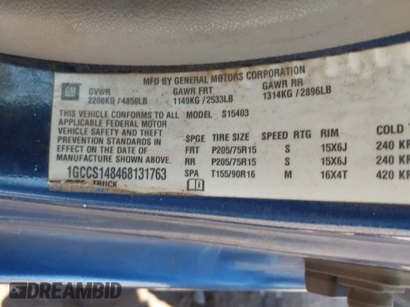 2006 Chevrolet Colorado LS z VIN 1GCCS148468131763, wystawiony jako IAAI lot #42234494 z przebiegiem 127 300 mil mil oraz . Historia ofert i sprzedaży dostępna na DreamBid. Obrazek 9.