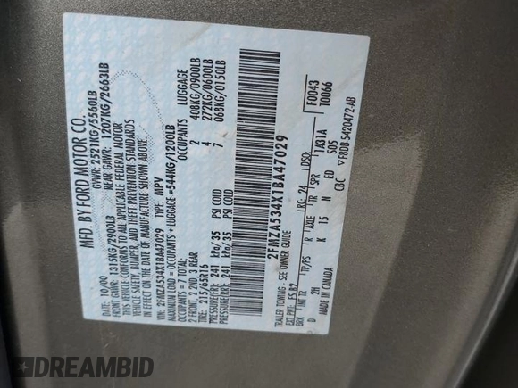 2001 Ford Windstar SEL with VIN 2FMZA534X1BA47029, listed as a Copart auction lot 44507505 with 129,346 mi miles and Salvage Title. Bid and sale history available at carsss.com. Image 15.