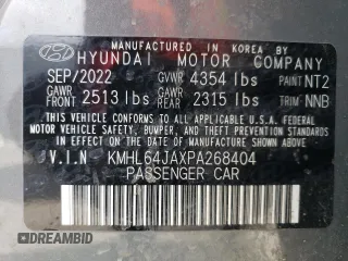 2023 Hyundai Sonata SEL with VIN KMHL64JAXPA268404, listed as a Copart auction lot 49921515 with 61,304 mi miles and Salvage Title. Bid and sale history available at DreamBid. Image 14.
