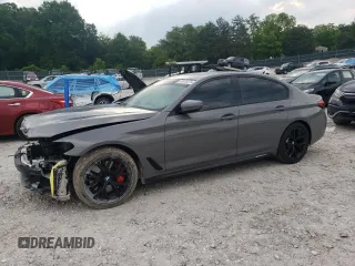 2021 BMW 5 Series 540i with VIN WBA53BJ00MWX28005, listed as a Copart auction lot 59005225 with 47,521 mi miles and Salvage title. Bid and sale history available at DreamBid. Image 1.