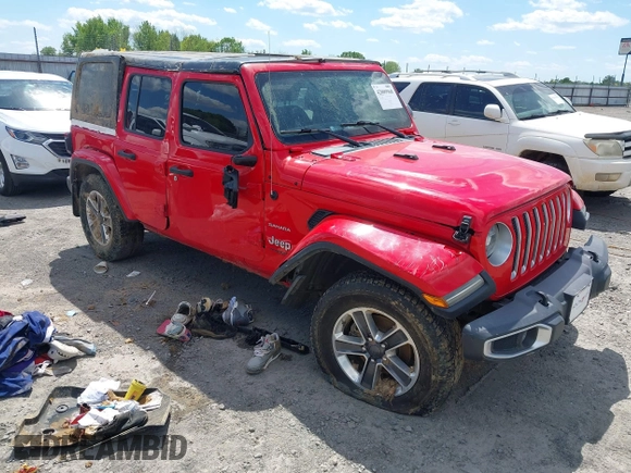 2018 Jeep Wrangler Unlimited Sahara with VIN 1C4HJXEG6JW174359, listed as a IAAI auction lot 42009968 with 79,830 mi miles and . Bid and sale history available at DreamBid. Image 1.