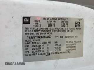 2012 Chevrolet Express Passenger 1LT z VIN 1GAZGYFG6C1134377, wystawiony jako Copart lot #75669234 z przebiegiem Nie podano mil oraz Nie do naprawy • Non repairable. Historia ofert i sprzedaży dostępna na DreamBid. Obrazek 14.