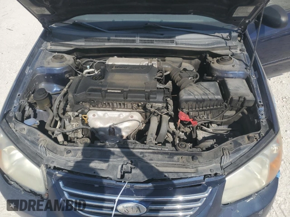 2007 Kia Spectra EX with VIN KNAFE121875467541, listed as a Copart auction lot 76845204 with 185,017 mi miles and Clean Title. Bid and sale history available at carsss.com. Image 11.