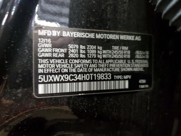 2017 BMW X3 xDrive28i z VIN 5UXWX9C34H0T19833, wystawiony jako Copart lot #59721315 z przebiegiem 91 328 mil mil oraz Czysty tytuł • Clean title. Historia ofert i sprzedaży dostępna na DreamBid. Obrazek 13.