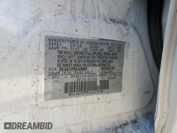 2018 Nissan Sentra SV with VIN 3N1AB7AP9JL639696, listed as a Copart auction lot 46835745 with 88,460 mi miles and Salvage Title. Bid and sale history available at carsss.com. Image 12.