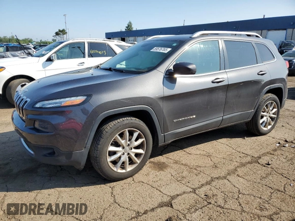 2014 Jeep Cherokee Limited with VIN 1C4PJMDB2EW215897, listed as a Copart auction lot 59576765 with 107,071 mi miles and Salvage title. Bid and sale history available at DreamBid. Image 1.