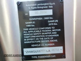 2004 Lamborghini Gallardo z VIN ZHWGU11M94LA01754, wystawiony jako Copart lot #67935984 z przebiegiem 17 188 mil mil oraz Szkody całkowita. Historia ofert i sprzedaży dostępna na DreamBid. Obrazek 10.
