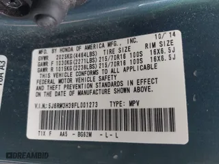2015 Honda CR-V LX with VIN 5J6RM3H39FL001273, listed as a IAAI auction lot 42054577 with 75,084 mi miles. Bid and sale history available at carsss.com. Image 9.