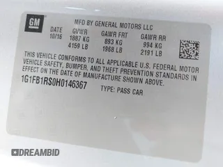 2017 Chevrolet Camaro 1LT z VIN 1G1FB1RS0H0146367, wystawiony jako IAAI lot #42343908 z przebiegiem 82 747 mil mil oraz . Historia ofert i sprzedaży dostępna na DreamBid. Obrazek 9.