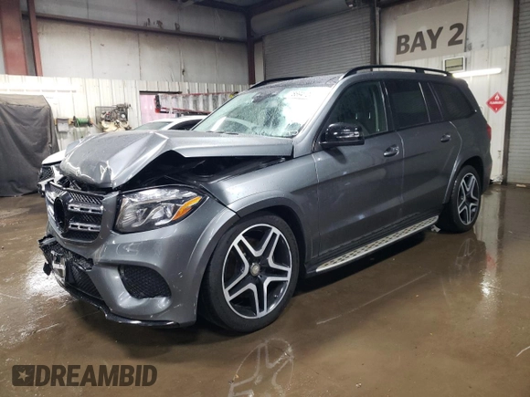 2018 Mercedes-Benz GLS 550 with VIN 4JGDF7DE0JB085552, listed as a Copart auction lot 78694124 with 89,974 mi miles and Salvage title. Bid and sale history available at DreamBid. Image 1.