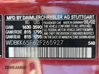 2002 Mercedes-Benz SLK 320 z VIN WDBKK65F62F265927, wystawiony jako Copart lot #49832295 z przebiegiem 64 490 mil mil oraz Czysty tytuł • Clean title. Historia ofert i sprzedaży dostępna na DreamBid. Obrazek 12.