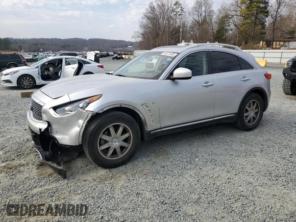 2017 Infiniti QX70 z VIN JN8CS1MW4HM413947, wystawiony jako Copart lot #44513185 z przebiegiem 75 049 mil mil oraz Szkoda całkowita • Salvage title. Historia ofert i sprzedaży dostępna na DreamBid. Obrazek 1.