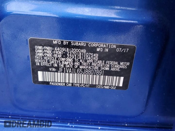 2018 Subaru WRX Limited with VIN JF1VA1L65J8807891, listed as a Copart auction lot 83970184 with 120,086 mi miles and Salvage Title. Bid and sale history available at carsss.com. Image 15.