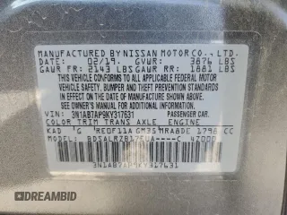2019 Nissan Sentra SR with VIN 3N1AB7AP9KY317631, listed as a Copart auction lot 81178054 with 88,997 mi miles and Salvage Title. Bid and sale history available at carsss.com. Image 13.