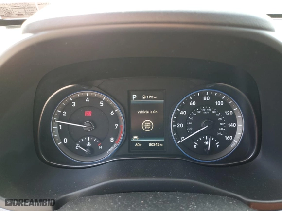 2021 Hyundai Kona SEL Plus with VIN KM8K6CAA1MU743664, listed as a Copart auction lot 46178635 with 80,343 mi miles and Salvage Title. Bid and sale history available at carsss.com. Image 9.