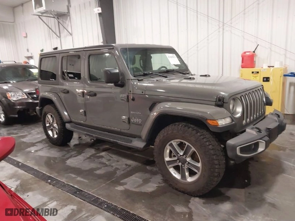 2019 Jeep Wrangler Unlimited Sahara with VIN 1C4HJXEN5KW620050, listed as a IAAI auction lot 41465823 with 76,060 mi miles. Bid and sale history available at carsss.com. Image 1.