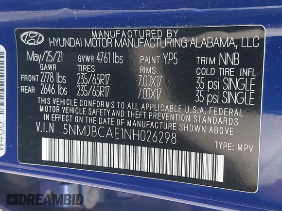 2022 Hyundai Tucson SEL z VIN 5NMJBCAE1NH026298, wystawiony jako IAAI lot #42365533 z przebiegiem 44 080 mil mil oraz . Historia ofert i sprzedaży dostępna na DreamBid. Obrazek 9.