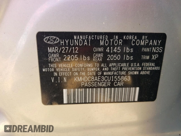 2012 Hyundai Elantra Touring SE with VIN KMHDC8AE3CU155863, listed as a Copart auction lot 52180025 with 160,091 mi miles and Salvage Title. Bid and sale history available at carsss.com. Image 12.