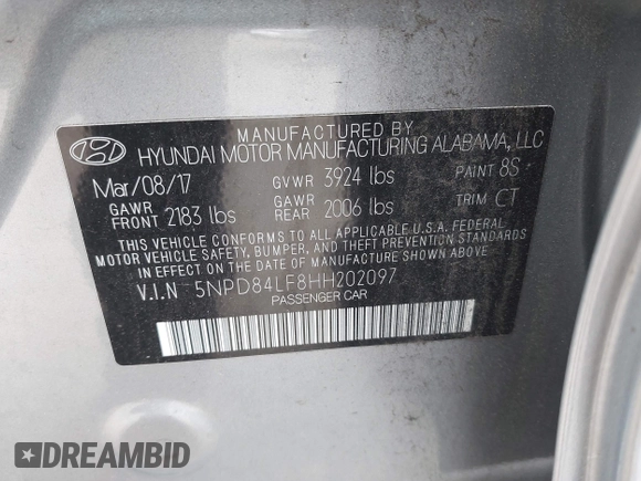 2017 Hyundai Elantra SE z VIN 5NPD84LF8HH202097, wystawiony jako IAAI lot #42283307 z przebiegiem 94 568 mil mil oraz . Historia ofert i sprzedaży dostępna na DreamBid. Obrazek 9.