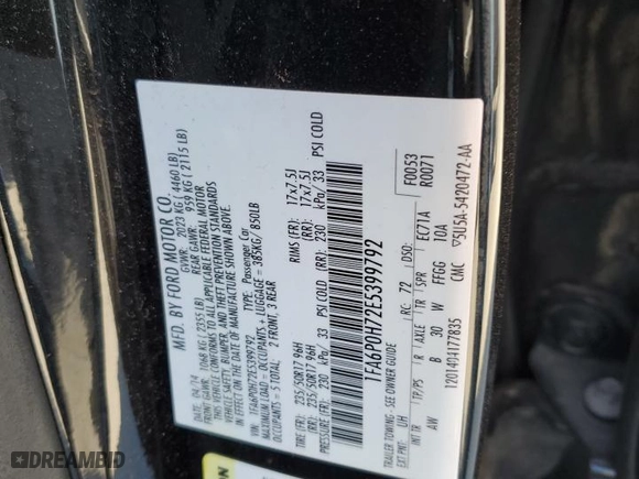2014 Ford Fusion SE with VIN 1FA6P0H72E5399792, listed as a Copart auction lot 49174815 with 141,909 mi miles and Salvage Title. Bid and sale history available at carsss.com. Image 12.