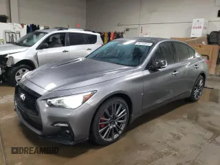 2021 Infiniti Q50 Red Sport 400 with VIN JN1FV7DR4MM880246, listed as a Copart auction lot 86753054 with 11,012 mi miles and Salvage Title. Bid and sale history available at carsss.com. Image 1.