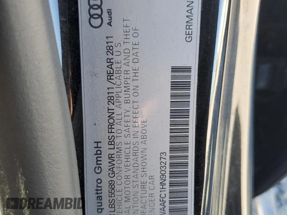 2017 Audi RS 7 Prestige z VIN WUAWAAFC1HN903273, wystawiony jako Copart lot #88136355 z przebiegiem 61 447 mil mil oraz Szkoda całkowita • Salvage title. Historia ofert i sprzedaży dostępna na DreamBid. Obrazek 15.