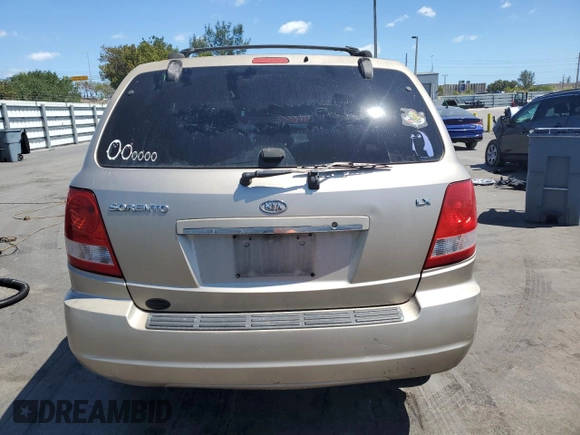 2005 Kia Sorento LX with VIN KNDJD733955420731, listed as a Copart auction lot 49480265 with 183,499 mi miles and Salvage Title. Bid and sale history available at carsss.com. Image 6.