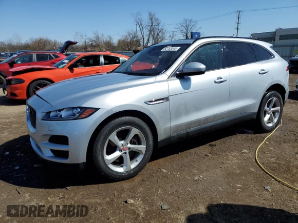 2017 Jaguar F-Pace 35t Premium with VIN SADCJ2BV4HA094263, listed as a Copart auction lot 52155545 with 64,357 mi miles and Salvage title. Bid and sale history available at DreamBid. Image 1.
