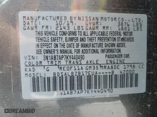 2019 Nissan Sentra SV with VIN 3N1AB7AP7KY440490, listed as a Copart auction lot 53563115 with 42,452 mi miles and Salvage Title. Bid and sale history available at carsss.com. Image 12.