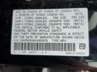2018 Honda CR-V Touring with VIN 2HKRW2H94JH655819, listed as a Copart auction lot 52830535 with 81,481 mi miles and Salvage Title. Bid and sale history available at carsss.com. Image 14.