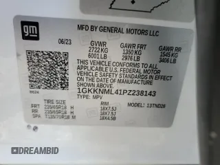 2023 GMC Acadia SLT with VIN 1GKKNML41PZ238143, listed as a Copart auction lot 50962695 with 44,243 mi miles and Salvage Title. Bid and sale history available at DreamBid. Image 15.