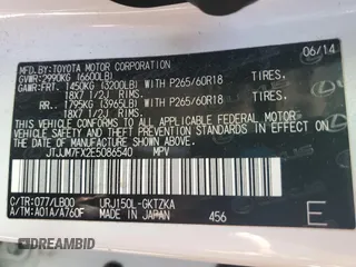2014 Lexus GX 460 Luxury z VIN JTJJM7FX2E5086540, wystawiony jako Copart lot #55764415 z przebiegiem Nie podano mil oraz Nie do naprawy. Historia ofert i sprzedaży dostępna na DreamBid. Obrazek 13.