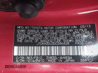 2013 Toyota Prius One with VIN JTDKN3DU3D0346428, listed as a IAAI auction lot 42017094 with 103,212 mi miles. Bid and sale history available at carsss.com. Image 9.