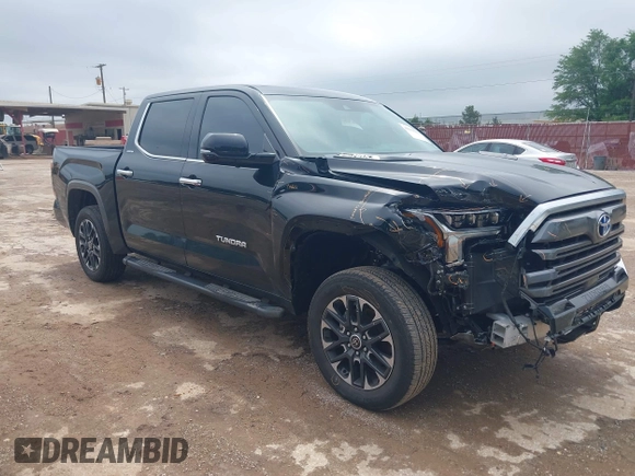 2024 Toyota Tundra Limited Hybrid with VIN 5TFJC5DB5RX046352, listed as a IAAI auction lot 42139232 with 22,189 mi miles and . Bid and sale history available at DreamBid. Image 1.