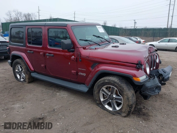 2021 Jeep Wrangler Unlimited Sahara z VIN 1C4HJXEG3MW720572, wystawiony jako IAAI lot #41899645 z przebiegiem 43 097 mil mil oraz . Historia ofert i sprzedaży dostępna na DreamBid. Obrazek 1.