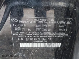2019 Hyundai Elantra SEL with VIN 5NPD84LF3KH424053, listed as a IAAI auction lot 41467524 with 82,943 mi miles. Bid and sale history available at carsss.com. Image 9.