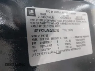 2009 GMC Sierra 1500 SLE with VIN 1GTEK29J49Z285530, listed as a IAAI auction lot 41419482 with Not Provided miles. Bid and sale history available at carsss.com. Image 9.