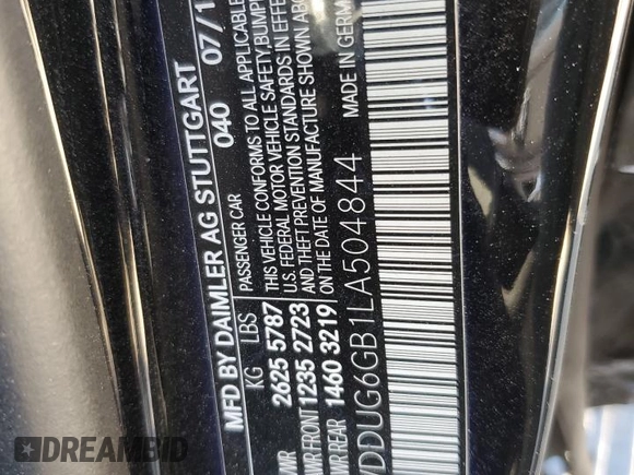 2020 Mercedes-Benz S-Class S 450 with VIN WDDUG6GB1LA504844, listed as a Copart auction lot 53260245 with 69,120 mi miles and Salvage Title. Bid and sale history available at carsss.com. Image 12.