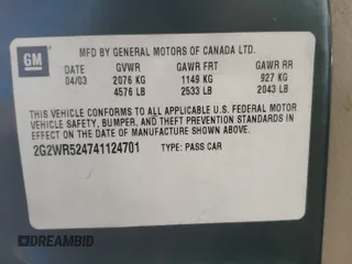 2004 Pontiac Grand Prix GTP with VIN 2G2WR524741124701, listed as a Copart auction lot 75262194 with 106,242 mi miles and Salvage Title. Bid and sale history available at carsss.com. Image 12.