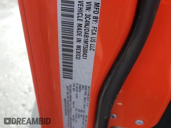 2021 Jeep Compass Sport z VIN 3C4NJDAB1MT500431, wystawiony jako Copart lot #51666125 z przebiegiem Nie podano mil oraz Szkoda całkowita • Salvage title. Historia ofert i sprzedaży dostępna na DreamBid. Obrazek 15.