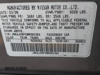 2008 Infiniti EX Journey z VIN JNKAJ09F08M360364, wystawiony jako IAAI lot #42268242 z przebiegiem 135 936 mil mil oraz . Historia ofert i sprzedaży dostępna na DreamBid. Obrazek 9.
