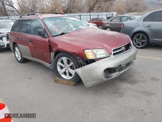 2002 Subaru Legacy Wagon Outback w/All Weather Pkg with VIN 4S3BH675527654833, listed as a IAAI auction lot 41489667 with 261,393 mi miles. Bid and sale history available at carsss.com. Image 1.