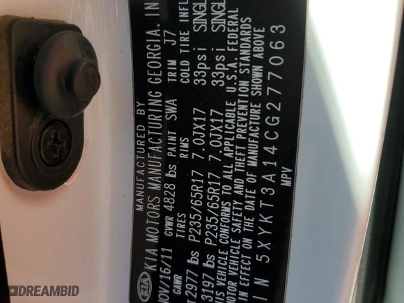 2012 Kia Sorento LX with VIN 5XYKT3A14CG277063, listed as a Copart auction lot 42129095 with 284,729 mi miles and Salvage Title. Bid and sale history available at carsss.com. Image 14.