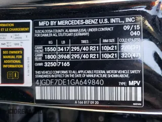 2016 Mercedes-Benz GL with VIN 4JGDF7DE1GA649840, listed as a Copart auction lot 85547614 with 129,133 mi miles and Salvage Title. Bid and sale history available at carsss.com. Image 15.